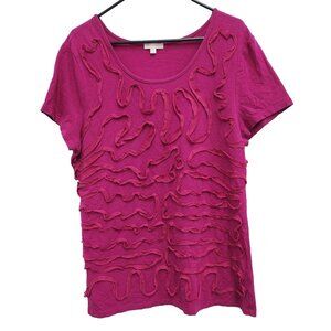 Isaac Mizrahi Womens Tunic Top Size XXL Pink Textured Wave Short Sleeve Tee